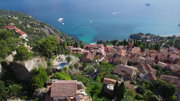 Francja, Alpes Maritimes, widok z lotu ptaka Roquebrune Cap Martin — Wideo stockowe