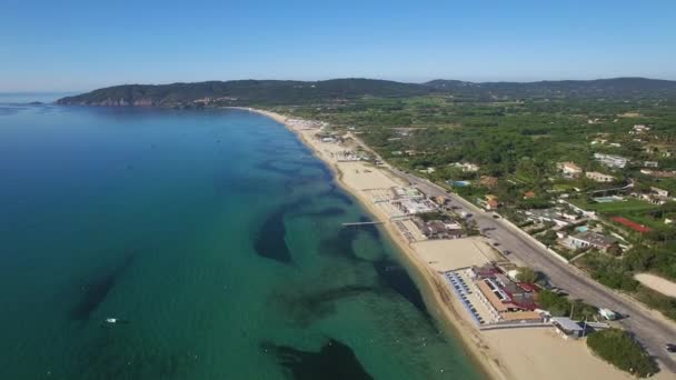 Saint Tropez, Luftaufnahme des Strandes von Pampelonne — Stockvideo