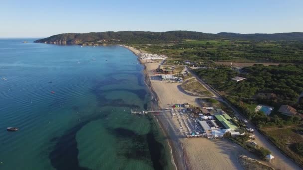 Saint Tropez, luchtfoto van strand van Pampelonne — Stockvideo