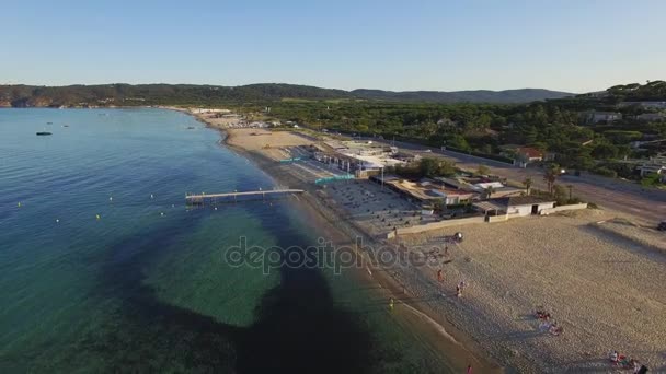 Saint Tropez, letecký pohled na pláž Pampelonne — Stock video