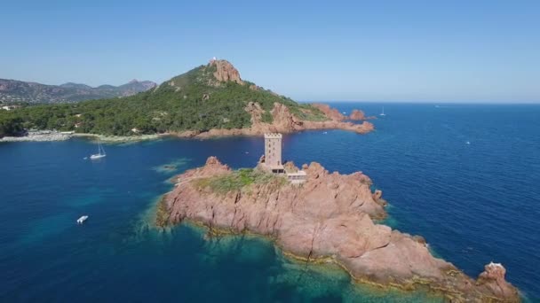 Francia, Costa Azzurra, Var, Veduta aerea del cappuccio Esterel — Video Stock