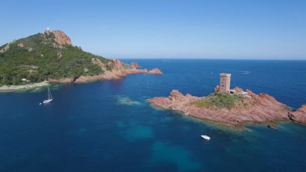 Francia, Costa Azzurra, Var, Veduta aerea del cappuccio Esterel — Video Stock