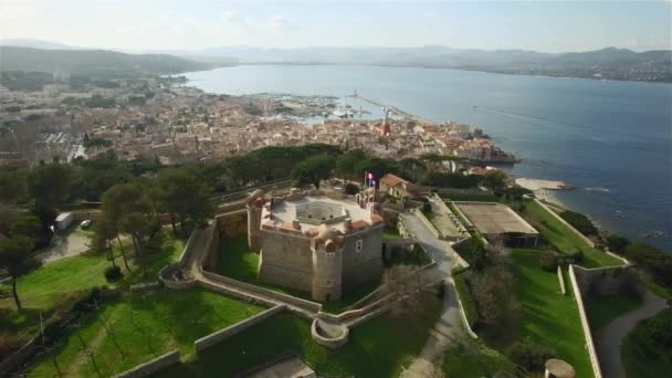 Franţa, Var, Saint Tropez, Aerial view the citadel — Videoclip de stoc