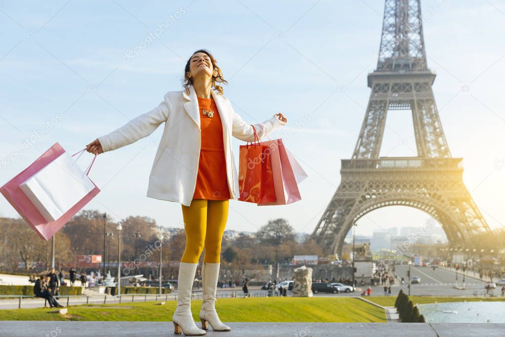 Young woman doing shopping in Paris
