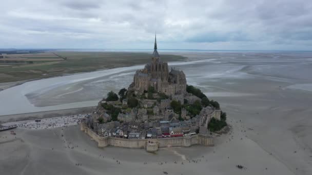 Mont Saint Michel Normandiya Fransa Daki Hava Manzarası — Stok video