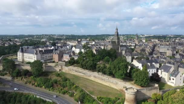 Vista Aérea Cidade Histórica Dinan Bretanha França — Vídeo de Stock