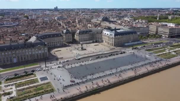 Bordeaux Aerial View Quai Lune Place Bourse — стокове відео