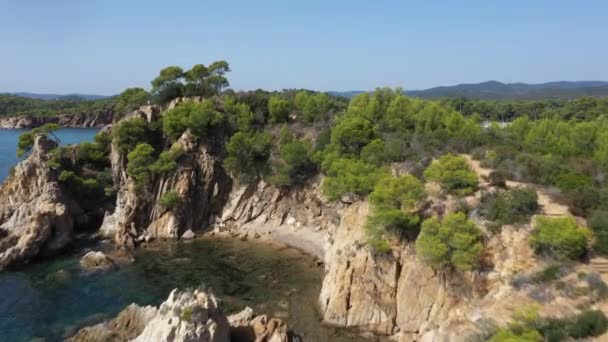 Vista Aérea Cap Leoube Playa Estagnol Situada Cerca Bormes Les — Vídeo de stock