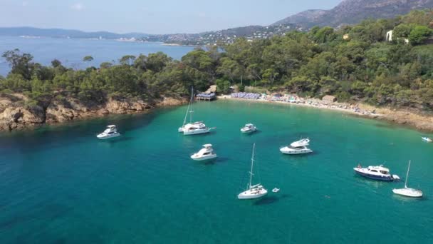 Aerial View Tip Beach Layet Cavaliere Located Lavandou French Meditteranean — Stock Video