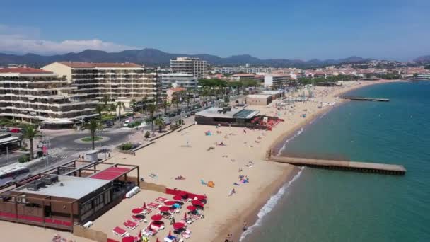 Luftaufnahme Vom Strand Von Raphael Der Französischen Riviera — Stockvideo