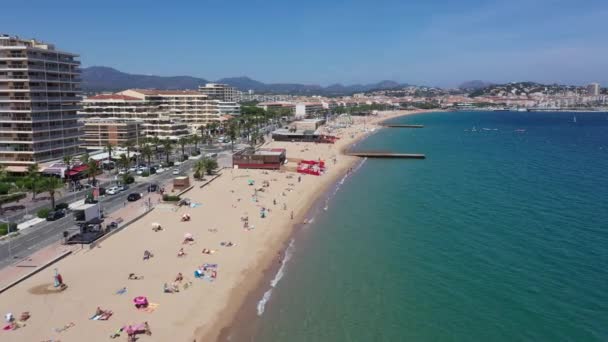 Luftaufnahme Vom Strand Von Raphael Der Französischen Riviera — Stockvideo