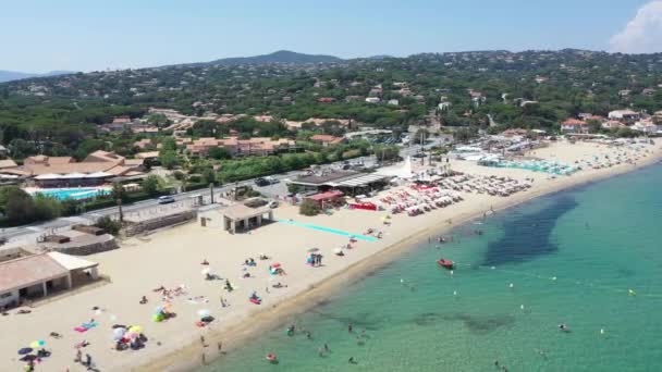 Αεροφωτογραφία Της Παραλίας Nartelle Κοντά Στο Sainte Maxime Στη Γαλλική — Αρχείο Βίντεο