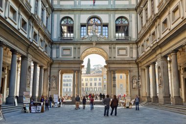 İtalya, Floransa, Galleria degli Uffizi 'nin Vasari Koridoru