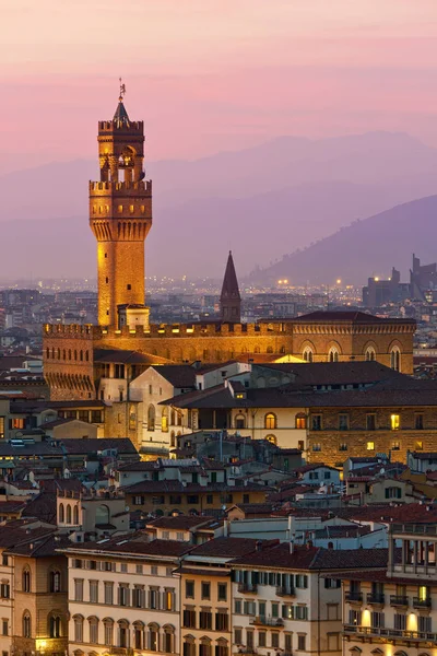 Florens Palazzo Vecchio Skymningen — Stockfoto