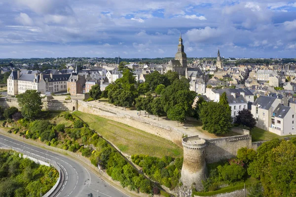 Flygfoto Över Den Historiska Staden Dinan Bretagne Frankrike — Stockfoto