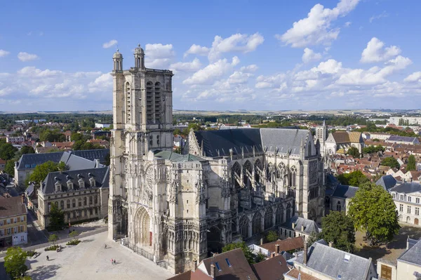 Troyes Saint Pierre Saint Paul Katedrali Nin Havadan Görünüşü — Stok fotoğraf