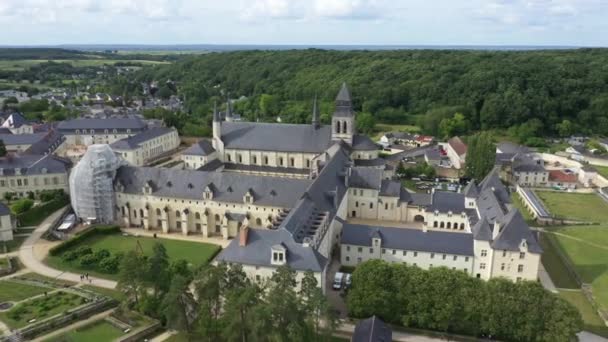 Veduta Aerea Dell Abbazia Fontevraud Anjou Fontevraud Abbaye Dipartimento Del — Video Stock