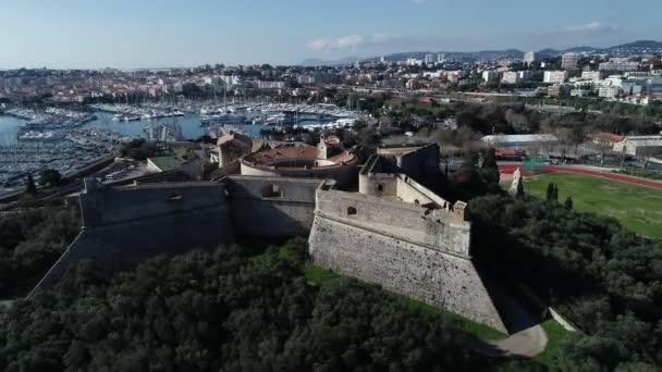 Vue Aérienne Vieille Ville Antibes Sur Côte Azur Fort Carre — Video