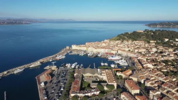 Fransa Tropez Limanı Nın Havadan Görünüşü — Stok video