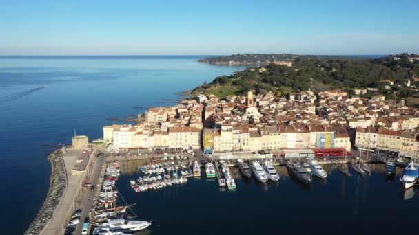 Fransa Tropez Limanı Nın Havadan Görünüşü — Stok video