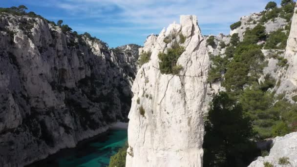 Aerial View Calanques National Park Cassis Fishing Village Calanques Vau — Stock Video