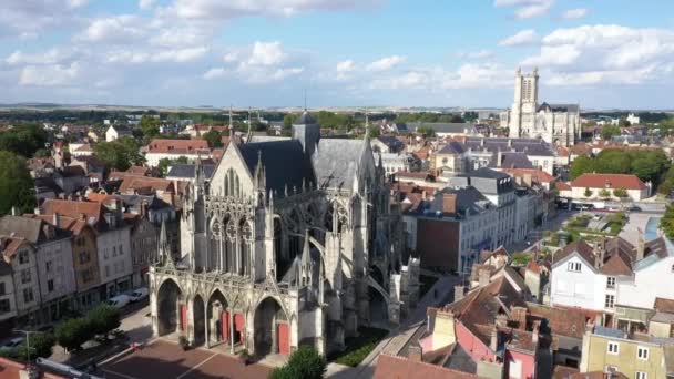Troyes Luchtfoto Van Sint Urbain Basiliek — Stockvideo