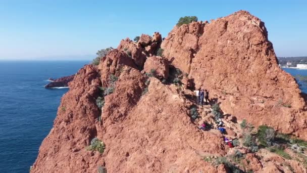 Luchtfoto Van Cap Esterel Aan Franse Rivièra Tussen Cannes Saint — Stockvideo