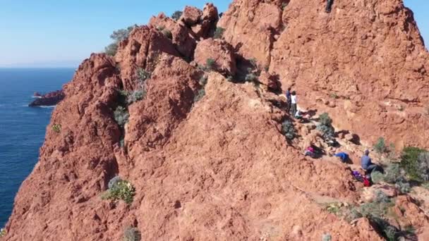 Vista Aérea Del Cabo Esterel Riviera Francesa Entre Cannes San — Vídeos de Stock