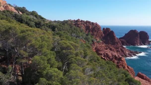 Cannes Saint Raphael Arasındaki Fransız Rivierasında Esterel Hava Görüntüsü — Stok video