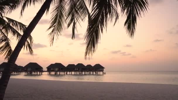 Tropický Ostrov Maledivách Při Západu Slunce — Stock video