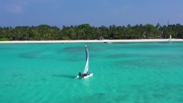 Vue Aérienne Une Île Tropicale Aux Maldives — Video