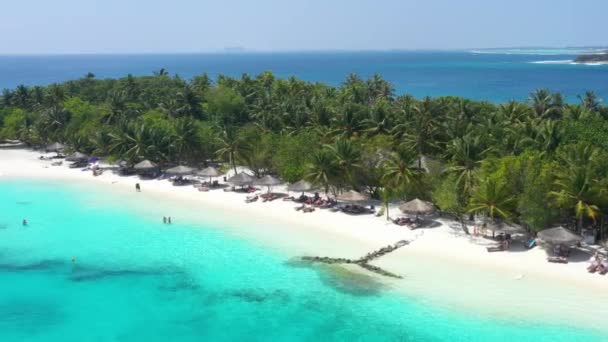 Luftaufnahme Der Tropischen Insel Auf Den Malediven — Stockvideo