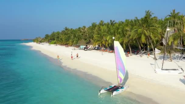 Luftaufnahme Der Tropischen Insel Auf Den Malediven — Stockvideo