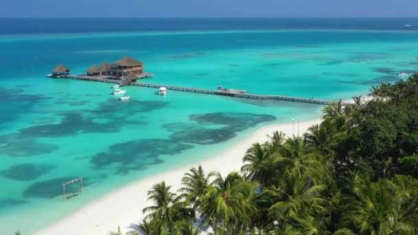 Maldivler Deki Tropik Adanın Havadan Görünüşü — Stok video