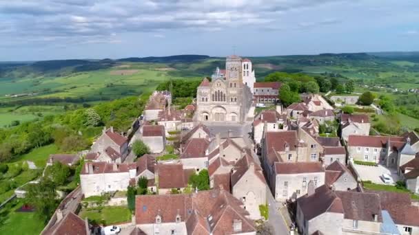 Veduta Aerea Vezelay Patrimonio Mondiale Dell Unesco Borgogna Francia — Video Stock