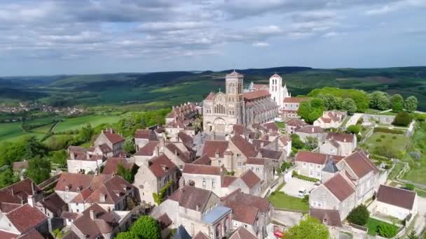 Vue Aérienne Vezelay Site Patrimoine Mondial Unesco Bourgogne France — Video