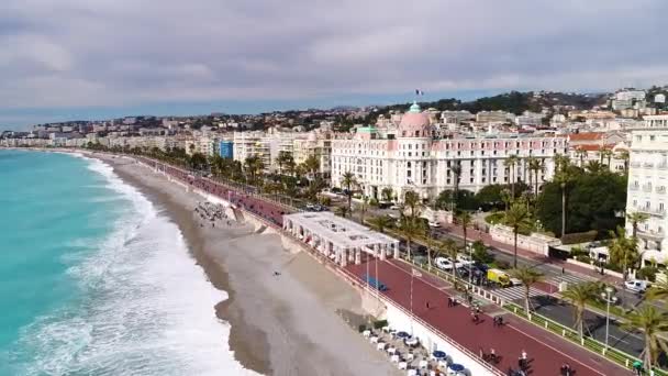 Nice Frankrijk Uitzicht Vanuit Lucht Promenade Des Anglais Côte Azur — Stockvideo