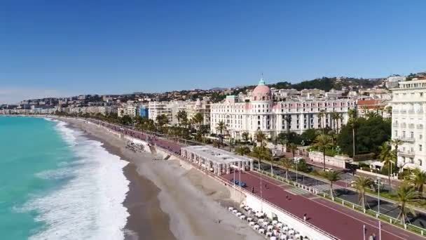 Nice França Vista Aérea Promenade Des Anglais Cote Azur — Vídeo de Stock