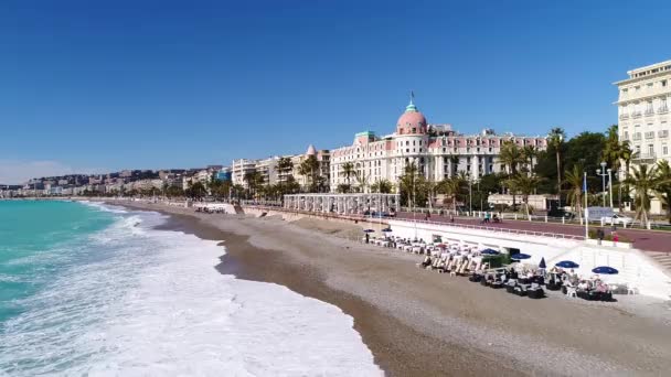 Schön Frankreich Luftaufnahme Der Promenade Des Anglais Cote Azur — Stockvideo