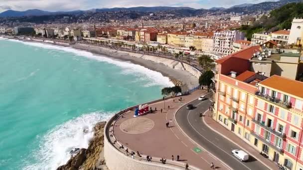 Nice France Vue Aérienne Baie Promenade Des Anglais Côte Azur — Video