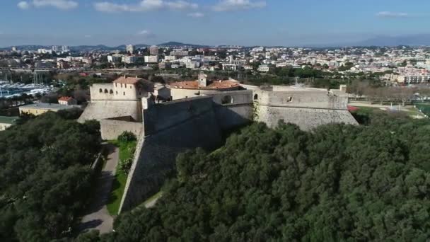 Widok Lotu Ptaka Stare Miasto Antibes Riwierze Francuskiej Fort Carre — Wideo stockowe