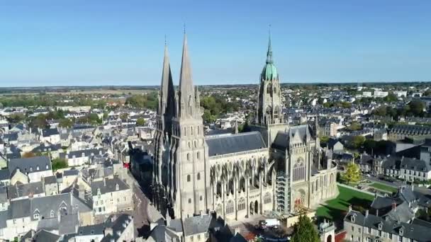 Bayeux Aerial View Medieval Cathedral Notre Dame Calvados Department Normandy — стокове відео