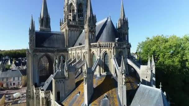 Bayeux Vista Aérea Catedral Medieval Notre Dame Departamento Calvados Normandía — Vídeos de Stock