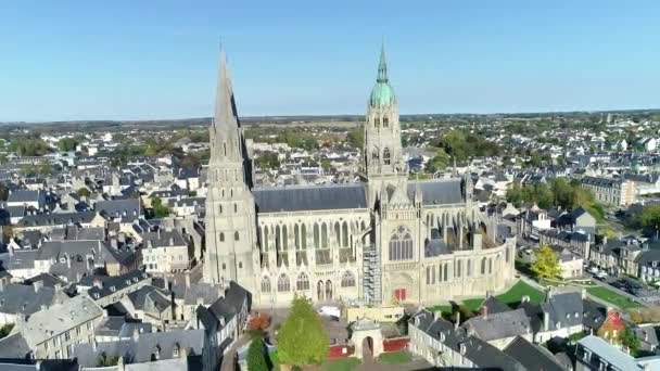 Bayeux Vista Aérea Catedral Medieval Notre Dame Departamento Calvados Normandia — Vídeo de Stock