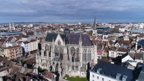 Troyes Luchtfoto Van Sint Urbain Basiliek — Stockvideo