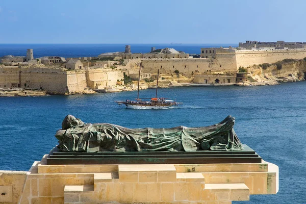 Fort Saint Angelo Uitzicht Vanaf Upper Barrakka Gardens Valletta Malta — Stockfoto