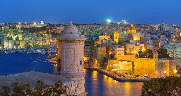 Malta Senglea Vista Noturna Valletta — Fotografia de Stock