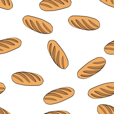 Ekmek somunları doodle tarzı ile renkli desen.