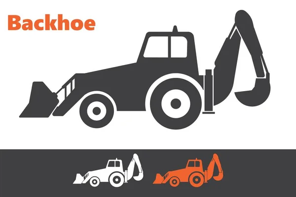 Backhoe Lastare Traktor Ikon Excavating Utrustning Som Består Grävskopa Slutet — Stock vektor