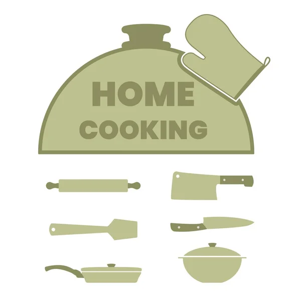 Mutfak aletleri ile aşçılık etiketi.
